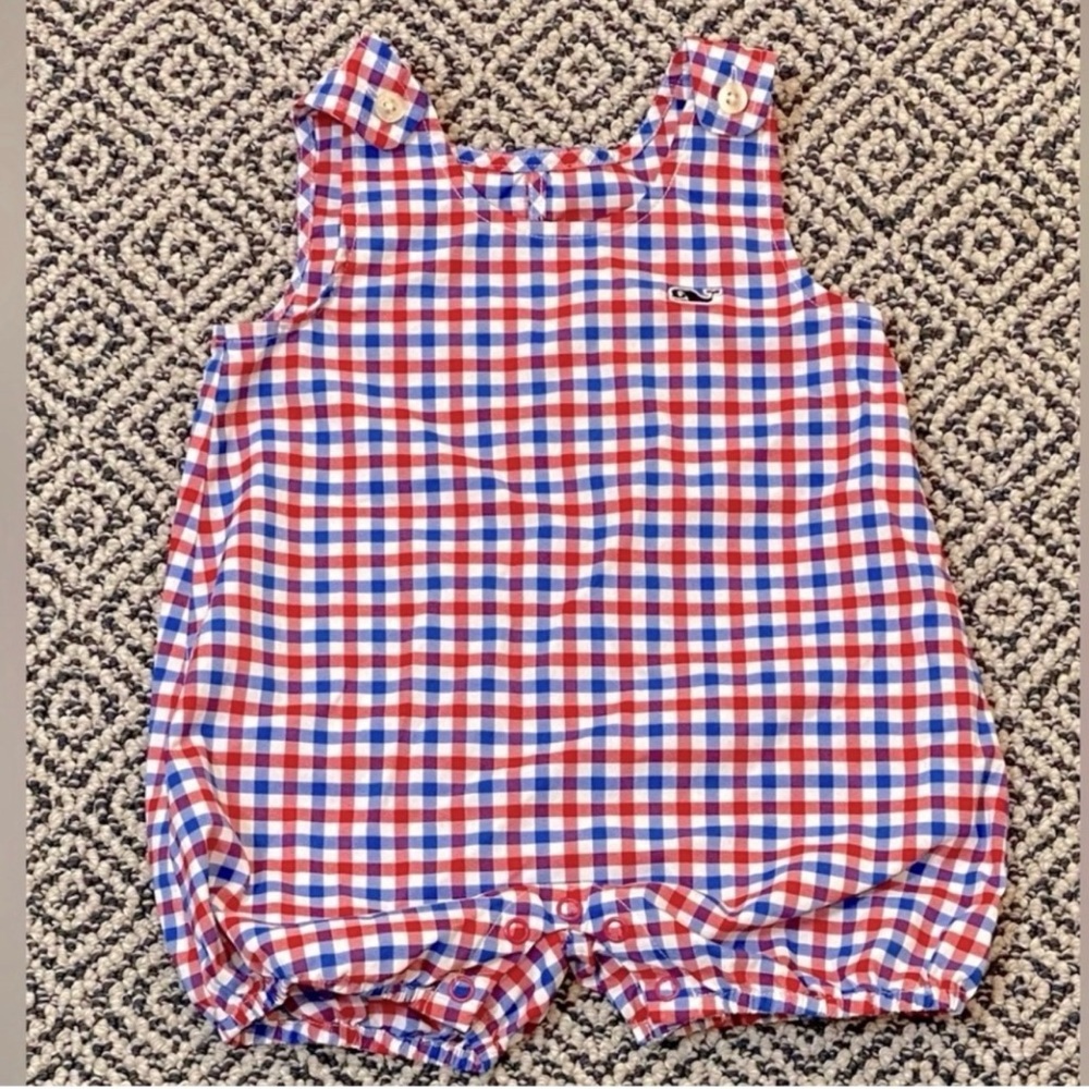 🎉 EEUC! 🎉 Vineyard Vines 3-6M Sleeveless Checkered Blue/White/Red Romper